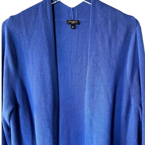 Talbots Cotton Blend Knitted Side Zipper Open Cardigan LP - Picture 2 of 7
